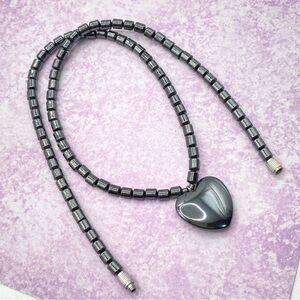 Natural Hematite Heart Stone Necklace